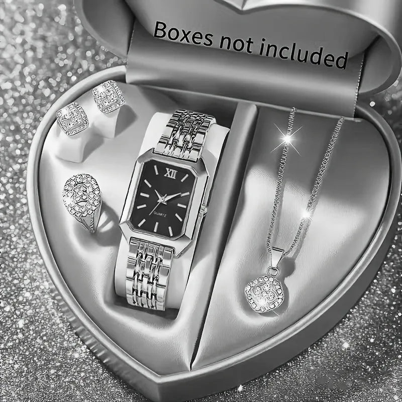 Set Renata – Reloj Rectangular y Joyas (5 piezas)