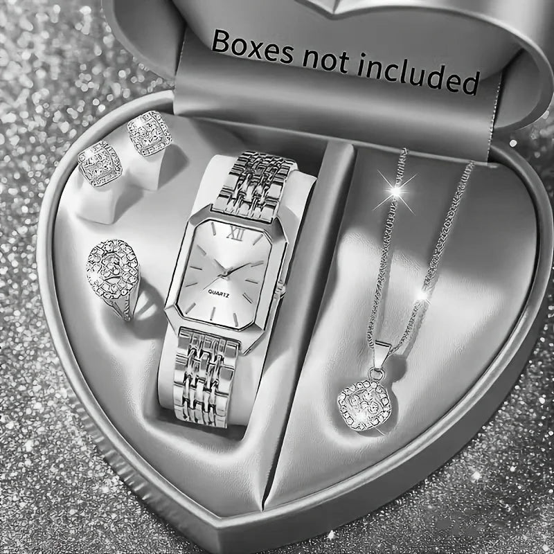 Set Renata – Reloj Rectangular y Joyas (5 piezas)