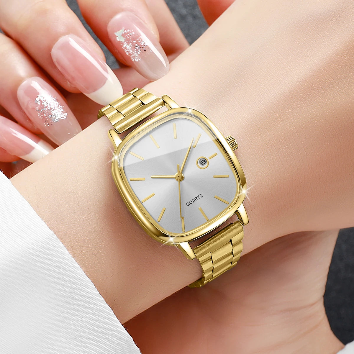 Set Bianca – Reloj Cuadrado y Pulseras (3 piezas)