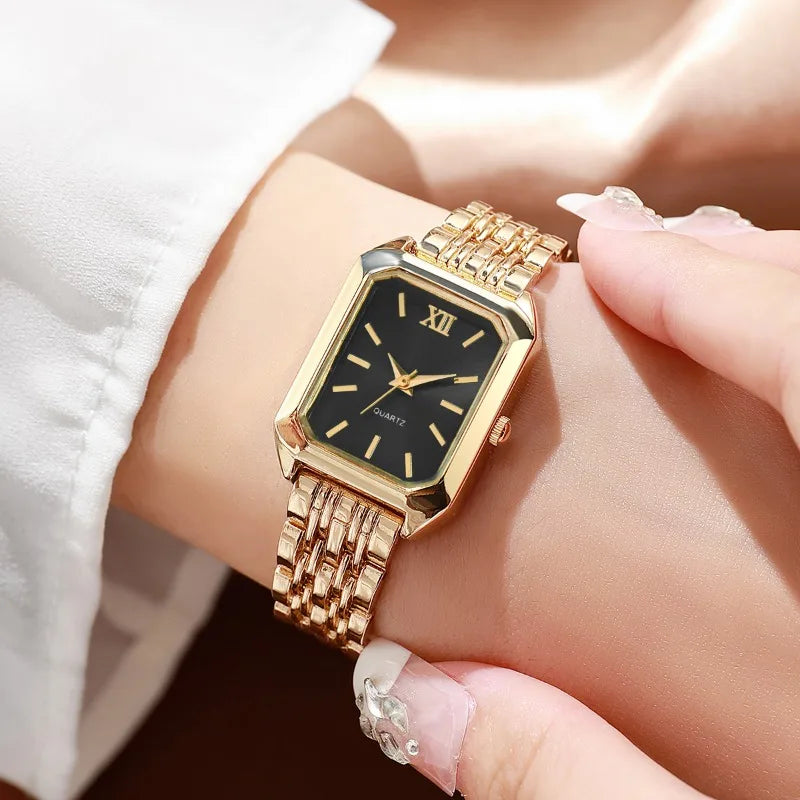 Set Renata – Reloj Rectangular y Joyas (5 piezas)