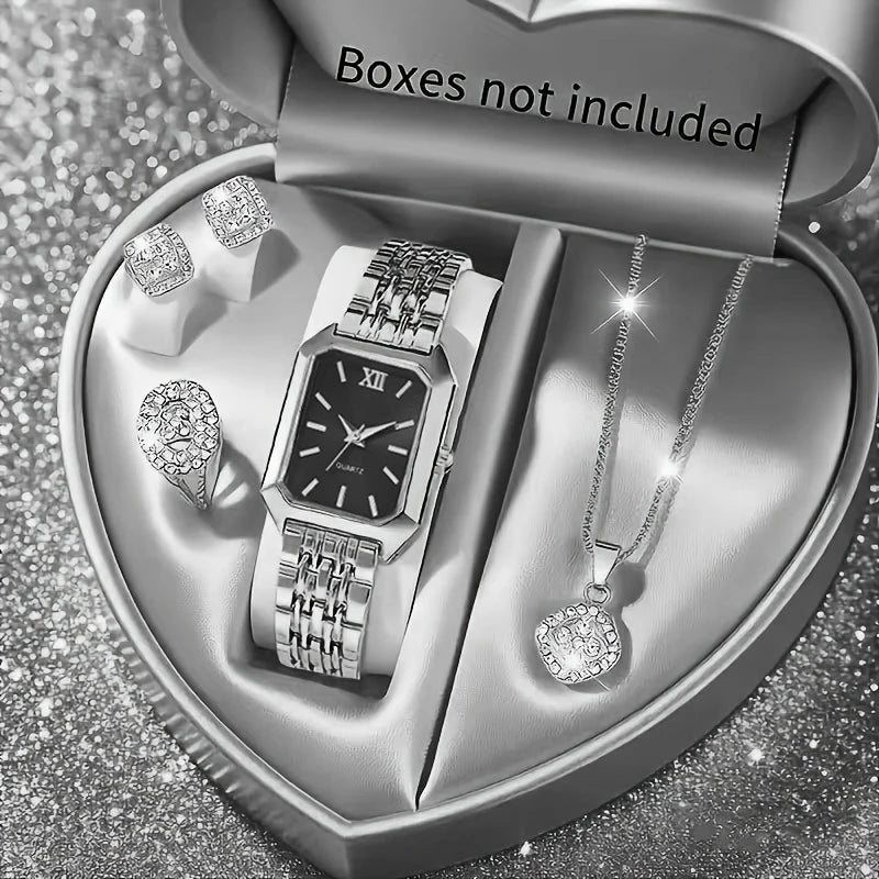 Set Renata – Reloj Rectangular y Joyas (5 piezas)