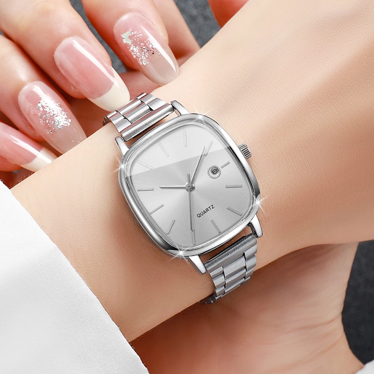 Set Bianca – Reloj Cuadrado y Pulseras (3 piezas)