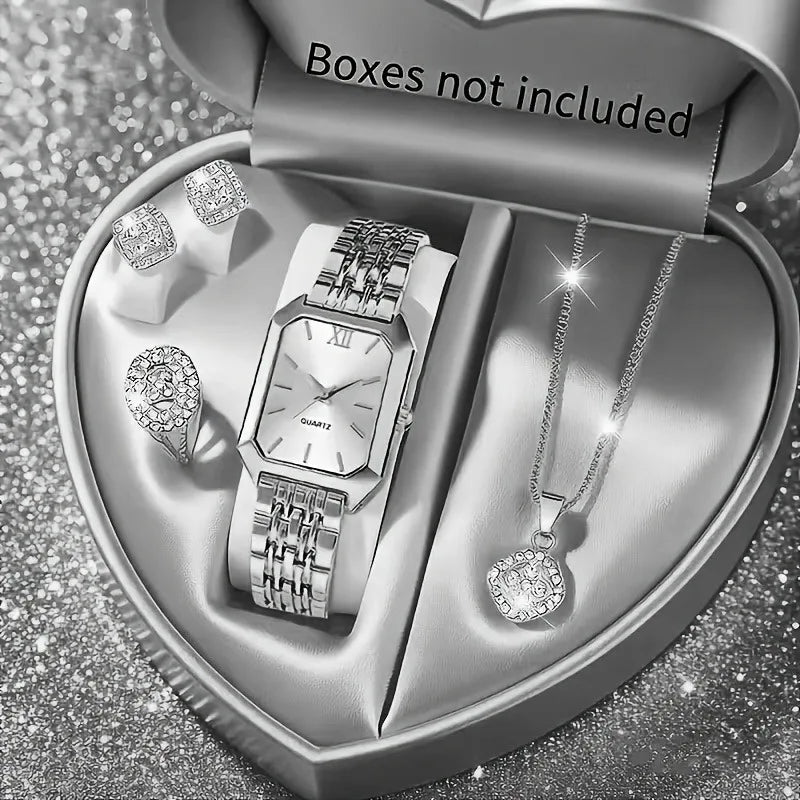 Set Renata – Reloj Rectangular y Joyas (5 piezas)