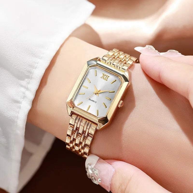 Set Renata – Reloj Rectangular y Joyas (5 piezas)